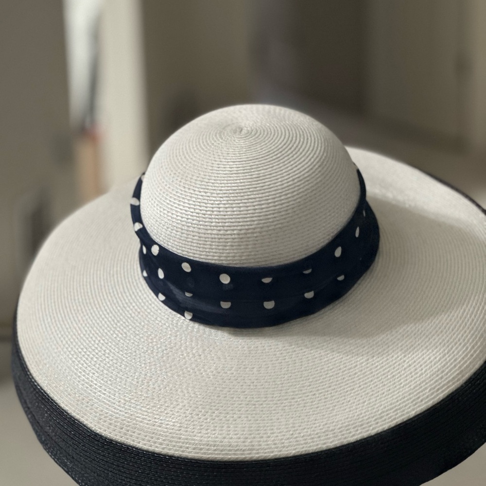 Elegant White and Black Polka Dot Women's Hat
